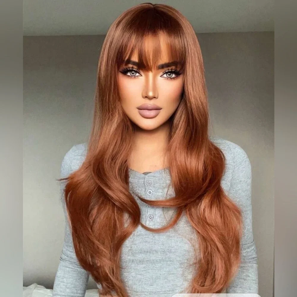 Auburn Orange Wavy Hair Wig for Women - Realistic look
